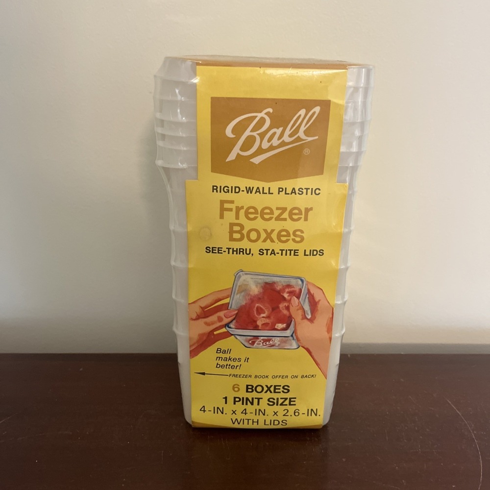 Vintage Ball Freezer Boxes 1‎ Pint Size with Lids Set Of 6, 1973 Sealed